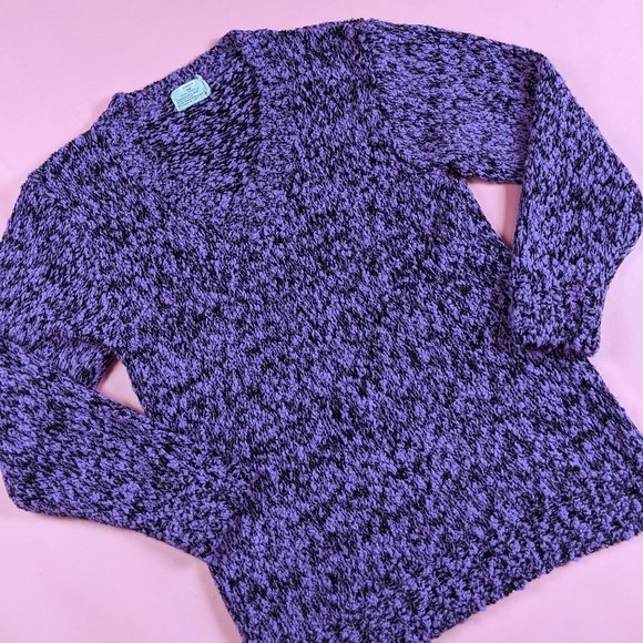 🚫SOLD🚫 VTG 80s Purple & Black V Neck Sweater - Picture 3 of 4
